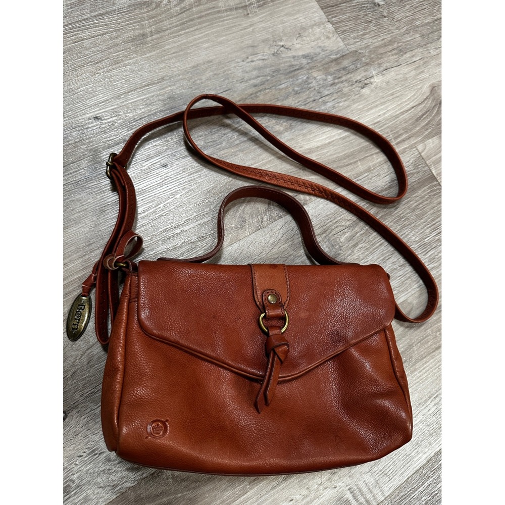 Born Cognac Brown Leather Crossbody Bag Small Flap Satchel Handbag
